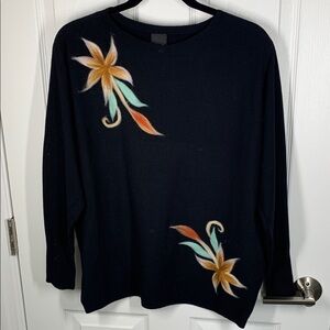 Aaeda black sweater with floral detail